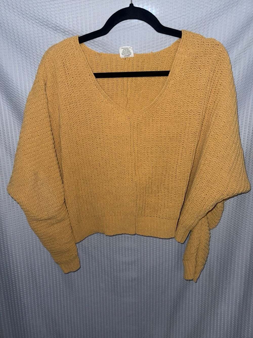 Full Tilt Essentials Mustard Yellow V Neck Crop Sweater XS